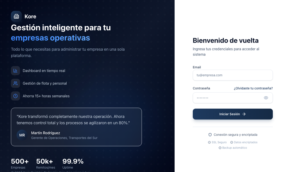 Kore — plataforma de gestión para empresas operativas